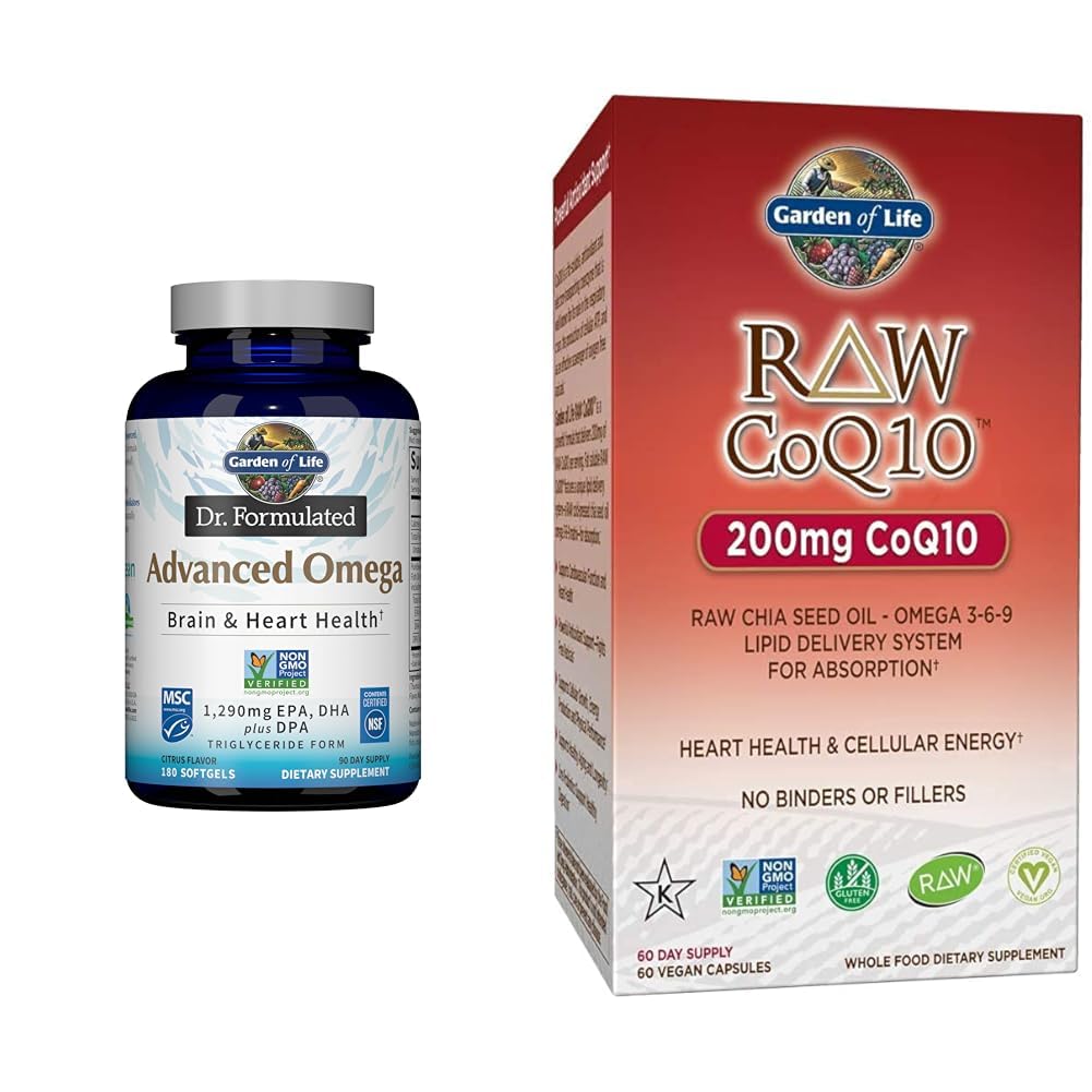 Κήπος της ζωής Dr. Formulated Advanced Omega Fish Oil - λεμόνι, 1.290mg EPA, DHA + DPA & χορτοφαγική Omega 3 6 9 Συμπλήρωμα - Ακατέργαστο CoQ10 Chia Seed Oλόκληρη διατροφή τροφίμων