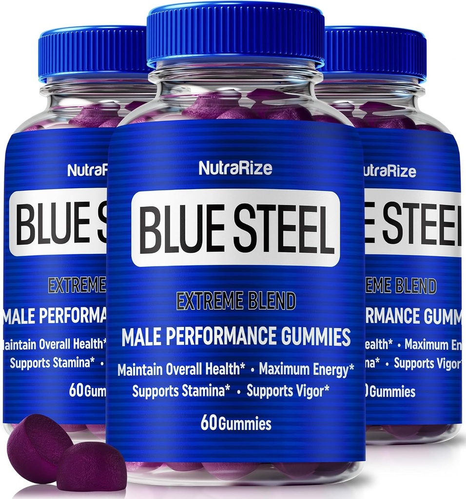 (3 Pack) Blue Steel Gummies για τους άνδρες, καθημερινή διατροφή για να ενισχύσει την εμπιστοσύνη και τη συνολική υγεία, όλα τα φυσικά συμπλήρωμα για την υποστήριξη κορυφαία απόδοση, επίσημη αρσενική κοιλιά, BlueSteel Κριτικές (180 Gummies)