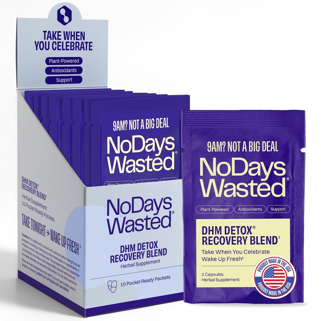 DHM Detox® - No Days Wasted® - New Look - Dihydromyricetin συμπλήρωμα, Milk Thittle, Prickly Pear, B Βιταμίνες, Hydration Electrolytes-Take Κατά τη διάρκεια της βραδιάς για καλύτερη επόμενη μέρα και την αποκατάσταση