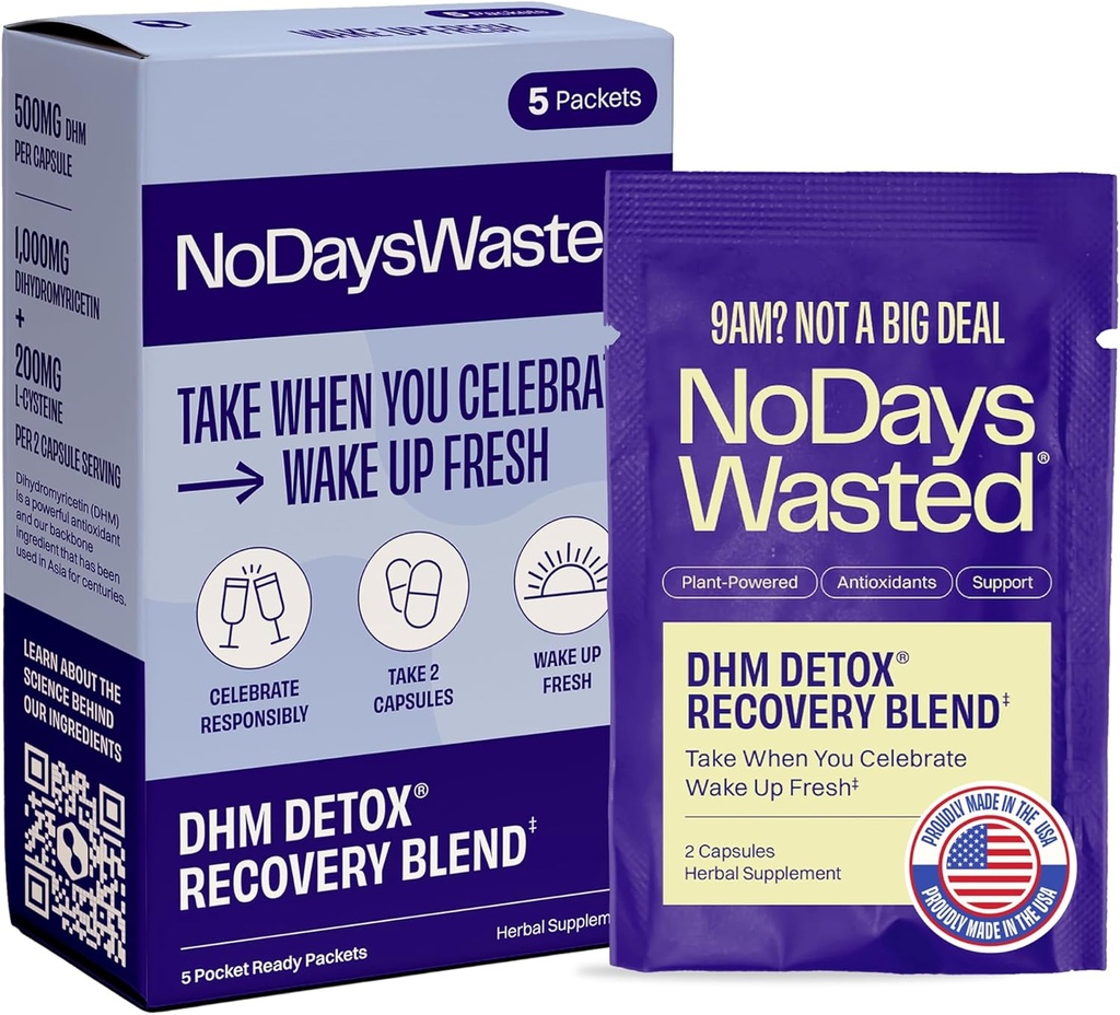 DHM Detox® - No Days Wasted® - New Look - Dihydromyricetin συμπλήρωμα, Milk Thittle, Prickly Pear, B Βιταμίνες, Hydration Electrolytes-Take Κατά τη διάρκεια της βραδιάς για καλύτερη επόμενη μέρα και την αποκατάσταση