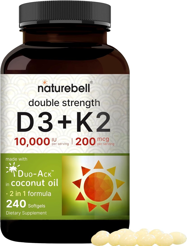 NatureBell Βιταμίνη D3 10.000 IU + K2 200 mcg, 240 Softgels 