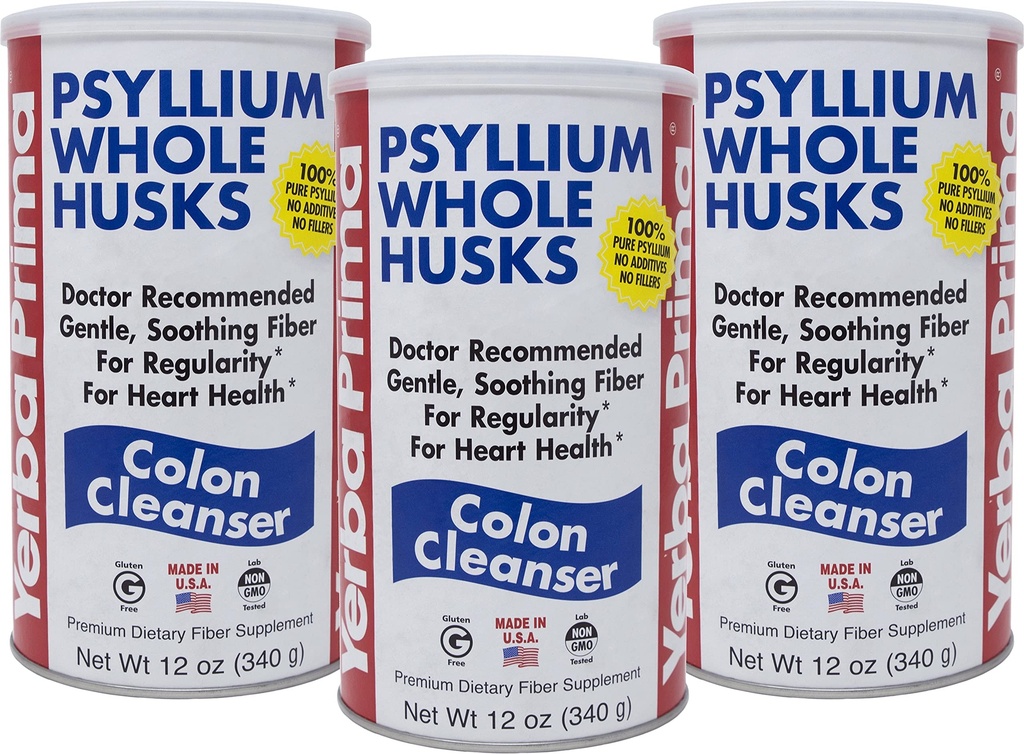 Yerba Prima Psyllium ολόκληρος καθαρισμός του παχέος εντέρου Husks, 12 ουγγιά (πακέτο του 3)