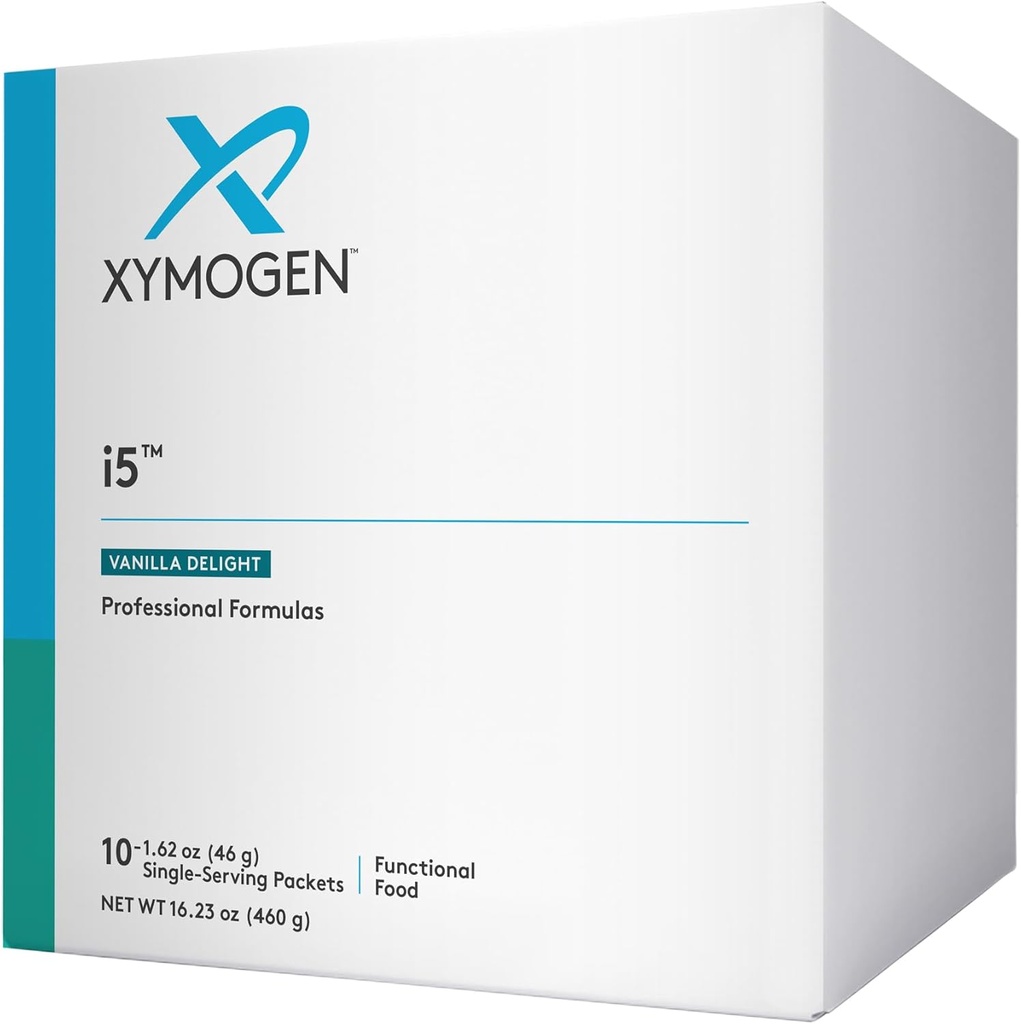 XYMOGEN i5 - Υγεία στο έντερο, Detox + Κυτοκίνη Ισορροπία σε σκόνη - 21g Πρωτεΐνη, Ανοσοσφαιρίνη, Αραβινογαλακτάνιο, εκχύλισμα σπόρων μπρόκολου - Μείγμα ποτών βανίλιας (10 συσκευασίες)