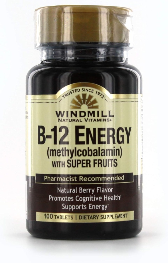 Windmill Vitamin B-12 Energy with Super Fruits Tablets 100 Ea