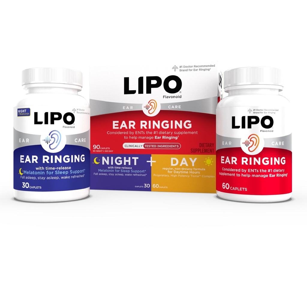 Lipo Flavonoid Day & Night Combo Kit, Εμβοές Ανακούφιση για τα Αυτιά Χτυπήματος, Lipo Flavonoid Plus & Lipo Flavonoid Night με Μελατονίνη & Βιταμίνη C, 90 Caplets