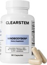 CLEARSTEM - MINDBODYSKIN συμπλήρωμα ορμονικής ακμής (5-HTP) - Φυσικό συμπλήρωμα DIM - Φροντίδα δέρματος Βιταμίνες - Ισορροπία ορμονών, αντιοξειδωτικά - Χωρίς γλουτένη, χωρίς σκληρότητα - 30 Σερβιέτες, 90 κάψουλες