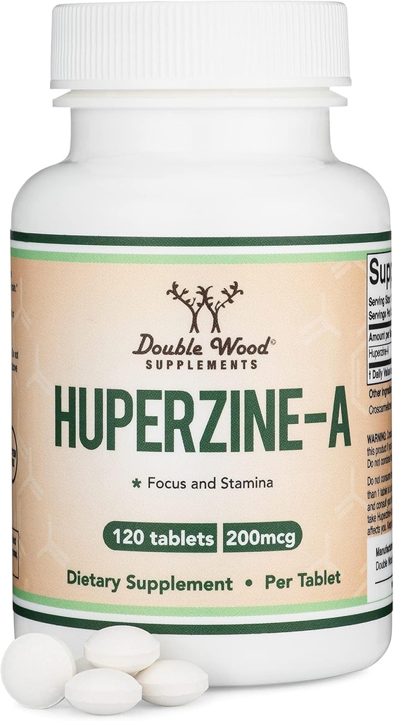 Huperzine A 200mcg (Τρίτο μέρος δοκιμαστεί) 120 δισκία, συμπλήρωμα εγκεφάλου για την προώθηση Acetylcholine (Ακετυλοχολινεστεράση Inhibitor) - Υποστηρίζει τη μνήμη και την εστίαση από το διπλό ξύλο