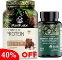PlantFusion Protein Powder & Organic Women’s Multivitamin Bundle – 21g Πρωτεΐνη Βασισμένη σε φυτά με BCAAs, Καθαρά Συστατικά, & Delicious Flavor Plus 19 Απαραίτητες Βιταμίνες για την Ενέργεια, Ανοσία & Καρδιά Hea