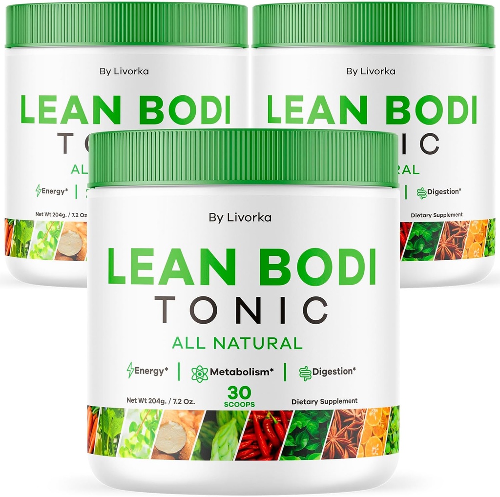 LIVORKA Lean Bodi Tonic, All Natural Advanced Formula Powder - 90 Σερβιέτες (3 Μήνες Προσφορά) - Συσκευασία των 3