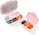 2 Pack Pill υπόθεση Organizer, κουτί χάπια ταξιδιού με ετικέτα, καθημερινή περίπτωση οργανωτής ιατρικής, αδιάβροχη θήκη δοχείου τσέπης, φορητό ροζ συμπλήρωμα θήκη δοχείου ιατρικής για τη βιταμίνη