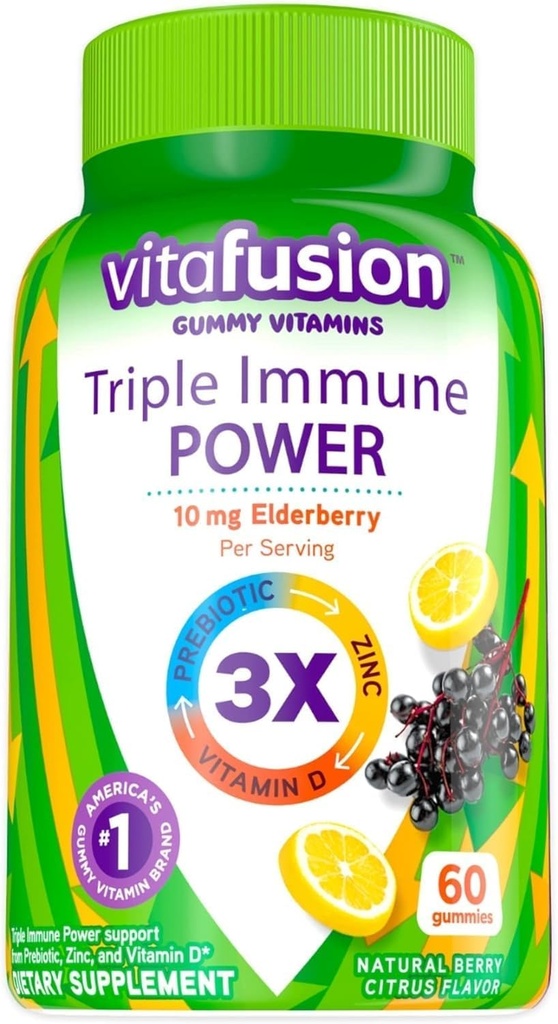 Triple Immune Power Gummy Βιταμίνες συμβατές με Vitafusion, 60ct-L8