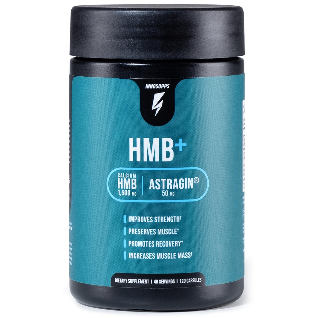 InnoSupps HMB+ | 1500mg HMB (Beta-Hydroxy Methylbutyrate) & 50mg Astragin | Enhanced Absorption, Preserves Muscle, Promotes Recovery, Increase Lean Muscle Mass | Gluten Free - 120 Veggie Capsules