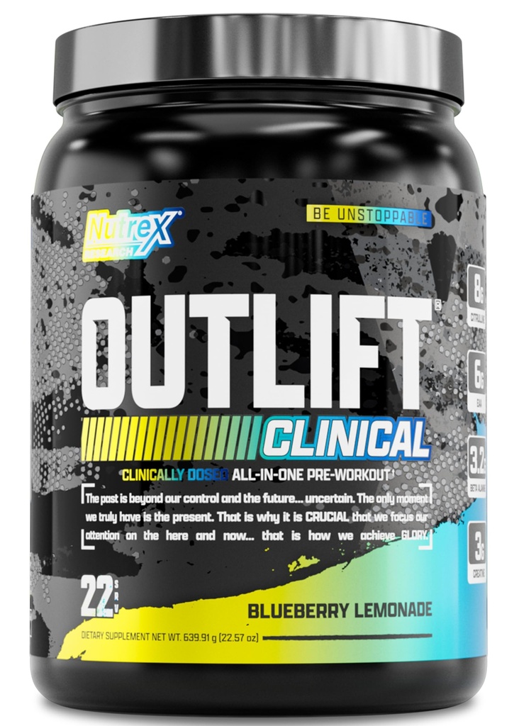 Nutrex Research Outlift Clinical Clinically Dosed Pre Workout Powder with Creatine, Citrulline, EAA 
