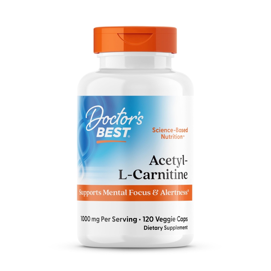 Doctors Best Acetyl-L-Carnitine 1000 mg Per Serving - Acetyl L Carnitine Supplement for Men & Women, Supports Brain & Nerve Cell Function, Mental Focus, Helps Generate Cellular Energy - 120 Veg Caps