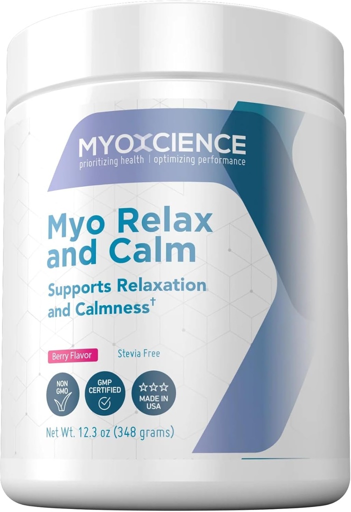 MYOXCIENCE Myo Relax & Calm | Myo-Inositol, L-Theanine, Taurine, Magnesium & GABA | Supports Sleep, Neurotransmitter & Hormone Support (Berry Flavor) (60 Servings)