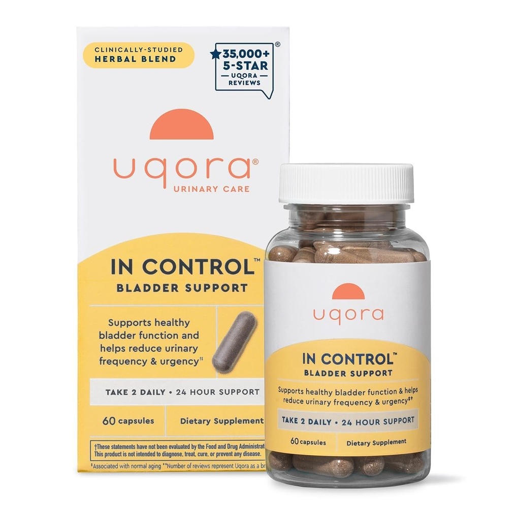 Uqora in Control Bladder Support - Καθημερινή φροντίδα και υποστήριξη της ουρικής άνεσης - Κατασκευασμένο με βοτανικά, όπως Horsetail & Spicebush - Χωρίς γλουτένη & χορτοφαγικά - 60 κάψουλες