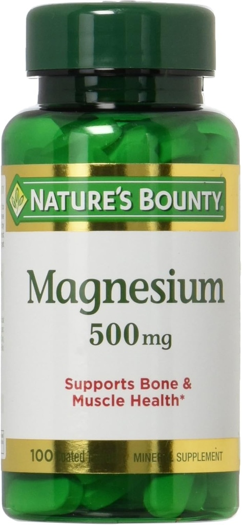 Nature's Bounty Magnesium 500mg, 100 Count, Pack of 2