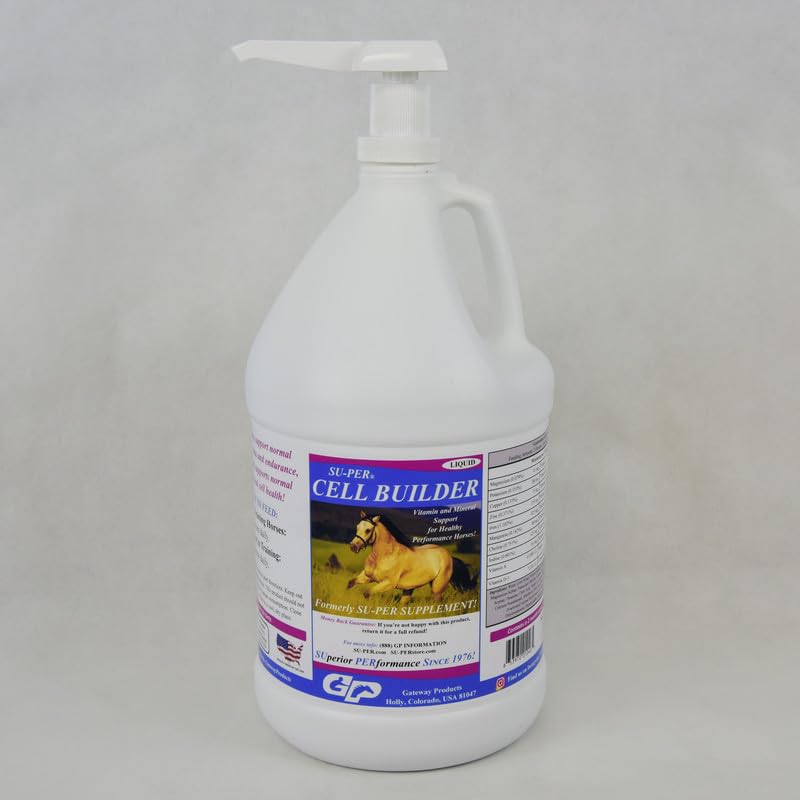 SU-PER Cell Builder Horse Supplement - Υψηλής Σιδήρου Βιταμίνης Ορυκτό Equine Blood Builder Υγρό για Performance Horses - 1 Gallon + Αντλία