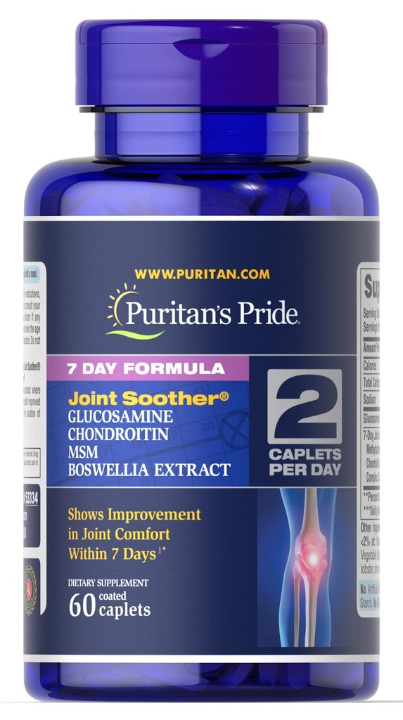Puritan's Pride 7 Day Formula Joint Sooth Glucosamine, Chondroitin, MSM & Boswellia-60 Caplets