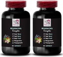 Ισχυρά Αντιοξειδωτικά - RESVERATROL COMPLEX - Διατροφική Υποστήριξη, Berry Blend, Ενεργός Τρόπος Ζωής, Καθημερινή Αντιοξειδωτικά, Δύναμη Βατόμουρο, Οφέλη από μούρα, Ρόδι Ενισχύστε 2 Φιάλες 120 Κάψουλες