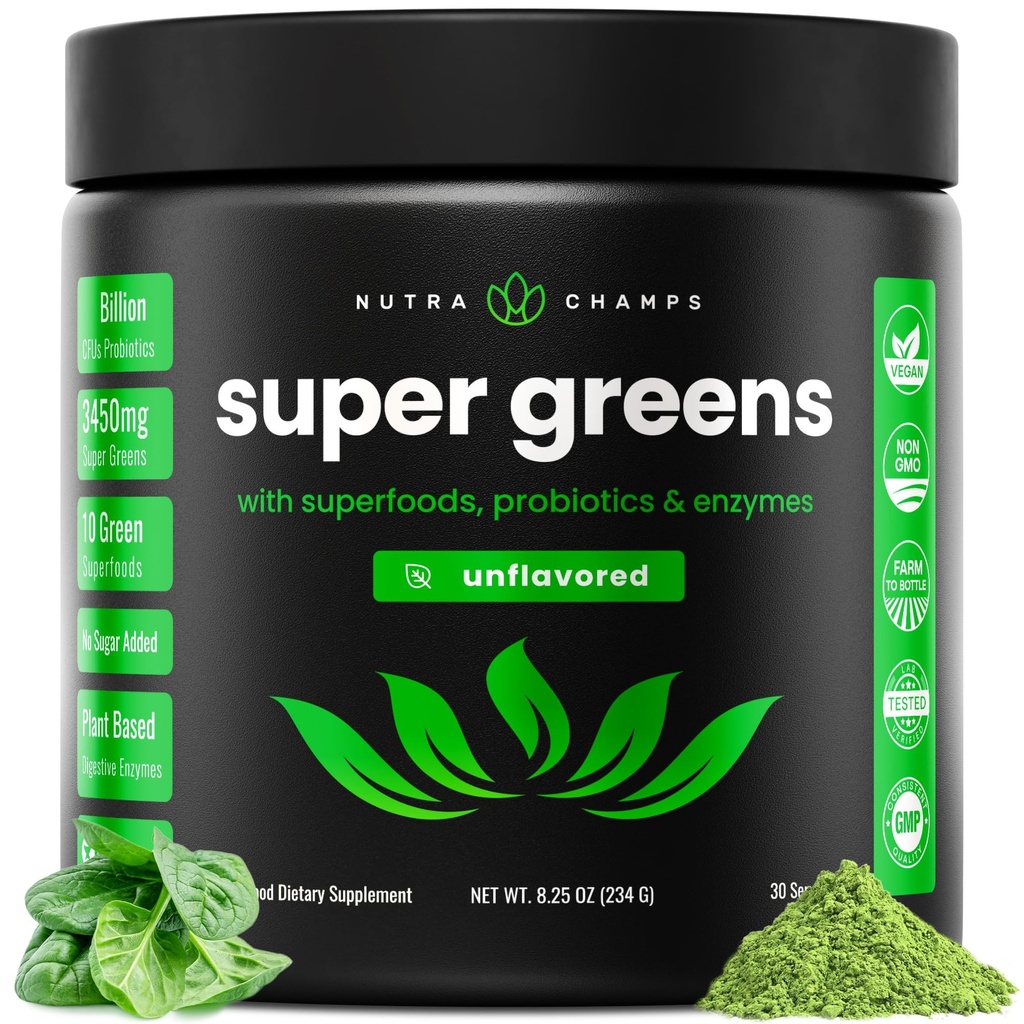 NutraChamps Super Greens Powder Premium Superfood 