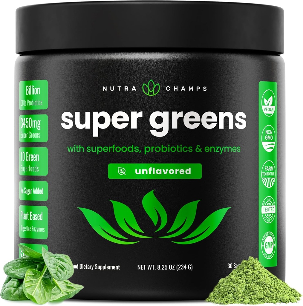 NutraChamps Super Greens Powder Premium Superfood 