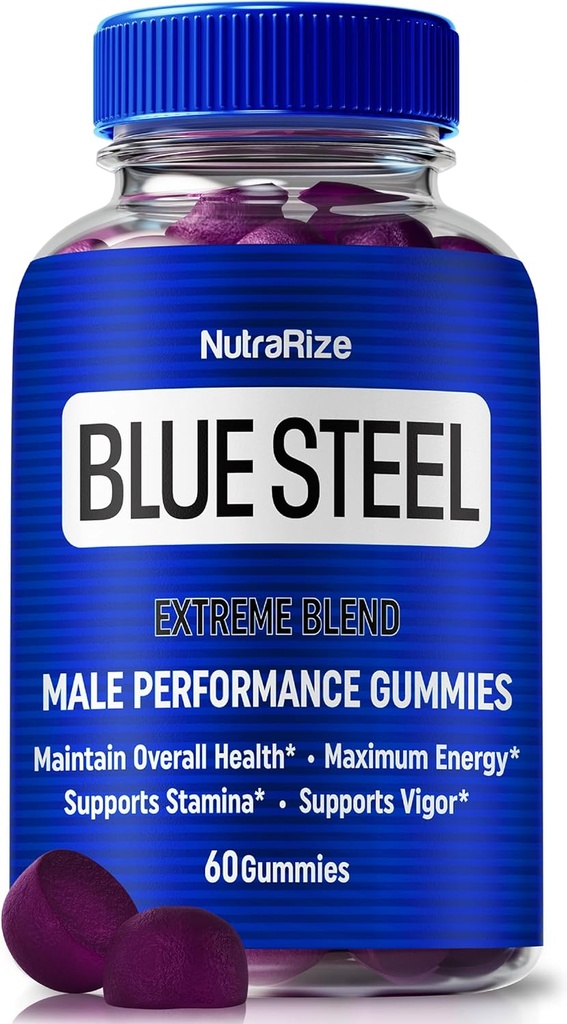 Blue Steel Gummies για άνδρες, καθημερινή διατροφή για να ενισχύσει την εμπιστοσύνη και τη συνολική υγεία, όλα τα φυσικά συμπλήρωμα για την υποστήριξη κορυφαία απόδοση, επίσημη αρσενική ούλα, BlueSteel Κριτικές (60 Gummies)