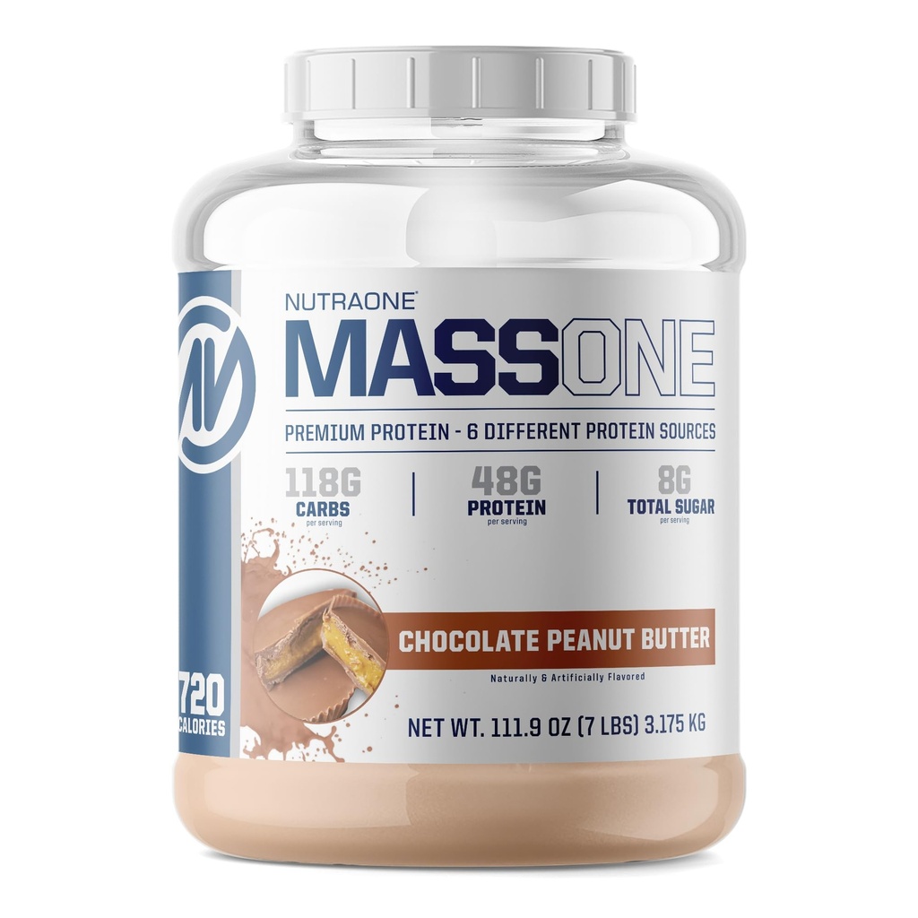 NutraOne Mass Gainer Mass Protein Powder Gain Mass Protein Meal Replacement (Σοκολικό Φυστικοβούτυρο - 7 lbs.)