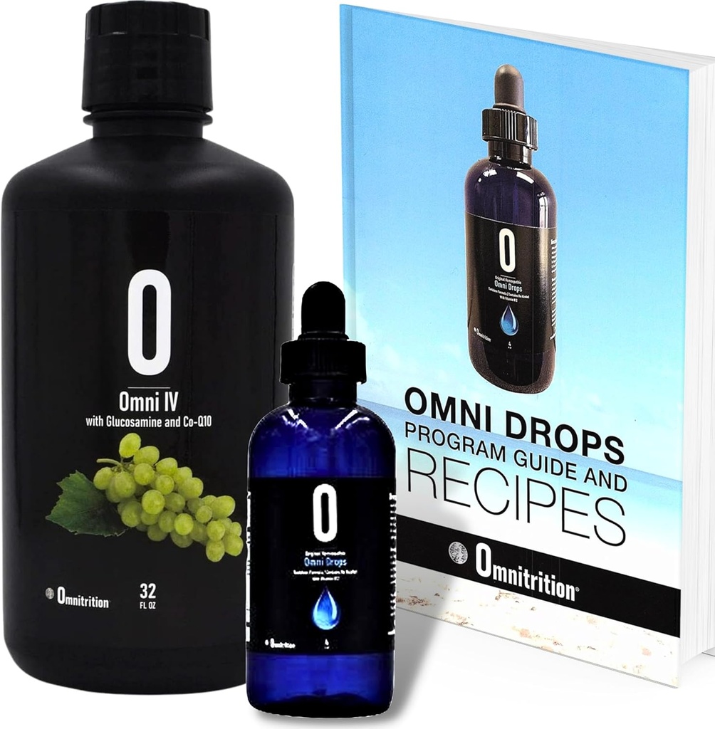 Omnitrition Omni Drop Bundle - Περιλαμβάνει δύο προϊόντα: Omni Drops Det Drops με βιταμίνη B12-4 oz με Οδηγός Προγράμματος και Omni IV (Omni 4) Υγρές Βιταμίνες και Ορυκτά με Γλυκοσαμίνη και Co-Q10