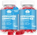 Ashwagandha Gummies 2000mg για γυναίκες Άνδρες - Χωρίς ζάχαρη, Vegan - Βιολογικό εκχύλισμα ρίζας Ashwagandha Συμπληρώματα Gummy & Βιταμίνη D3, B12 και Turmeric, Προώθηση χαλάρωσης, μικτή γεύση μούρου, 120 Count