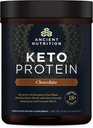 Ancient Nutrition Keto Protein Powder, KetoPROTEIN with Fats from Bone Broth and MCT Oil, Chocolate, 18g Protein 10g Fat Per Serving, Gluten Free, Low Carb, Paleo Friendly, 17 Servings