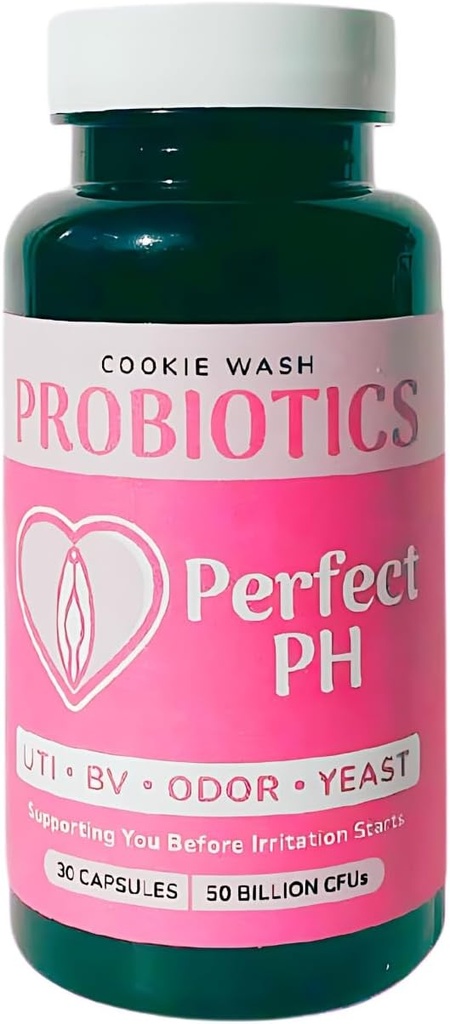 Cookie Wash Perfect PH Probiotics for Women - PH Balance, Digestive, UT, & Feminine Health - 50 δισεκατομμύρια CFU - 14 Μοναδικά στελέχη για γυναίκες - 30 CT