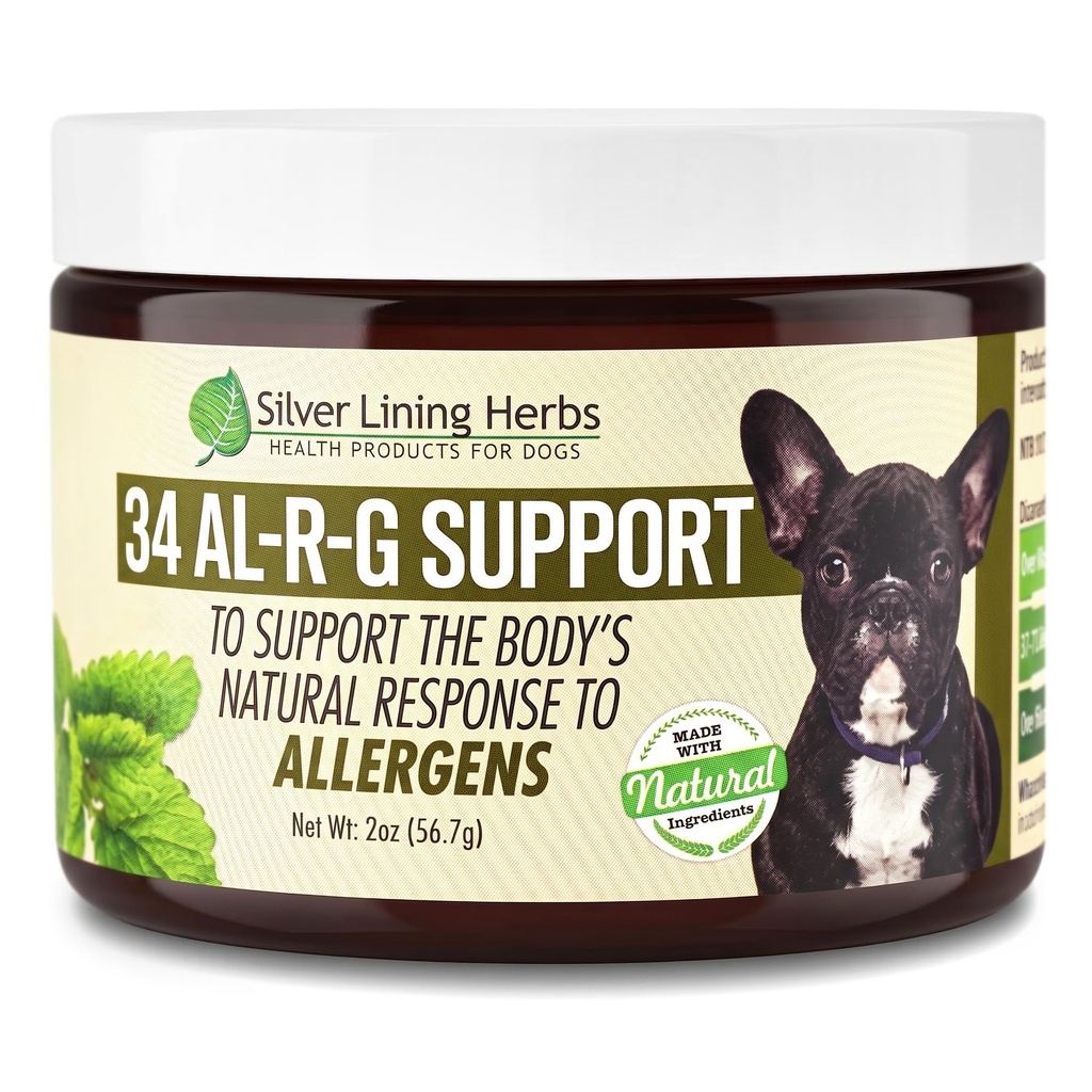 Silver Lining Herbs 34 Canine Al-R-G - φυτική αλλεργία συμπλήρωμα για τα σκυλιά - Φυσική Αλλεργία Υποστήριξη για τα σκυλιά - Ενισχύει ένα σκυλί υγιή, κανονική, και φυσική απάντηση σε αλλεργιογόνα - 2 Jar Ουγγιά