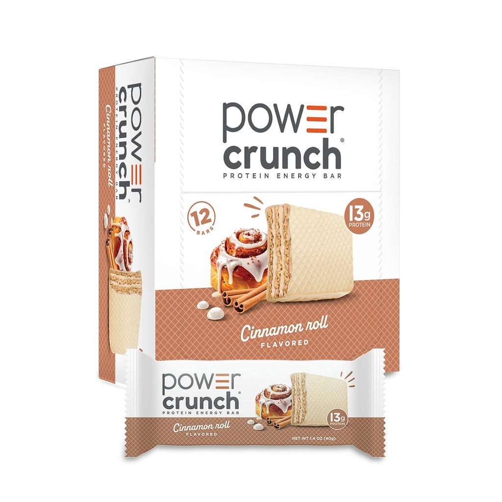 Power Crunch Protein Wafer Bars, Υψηλής πρωτεΐνης σνακ με νοστιμότατο γεύση, Κανέλα Roll, 1.4 Ουγγιά (12 κόμης)