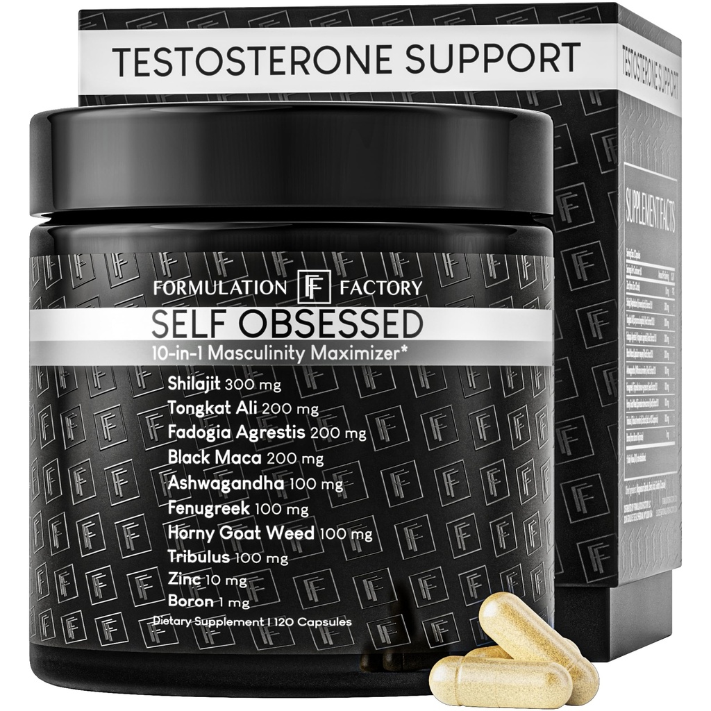 Factory Formulation Αυτο Εμμονή 10 σε 1 συμπλήρωμα μεγιστοποίησης αρρενωπότητας, Shilajit για τους άνδρες, Tongkat Ali, Ashwaganda, Fenugreek μυϊκή ανάπτυξη, ενέργεια, κίνηση, δύναμη, ανάκτηση 2 μήνα (πακέτο του 1)