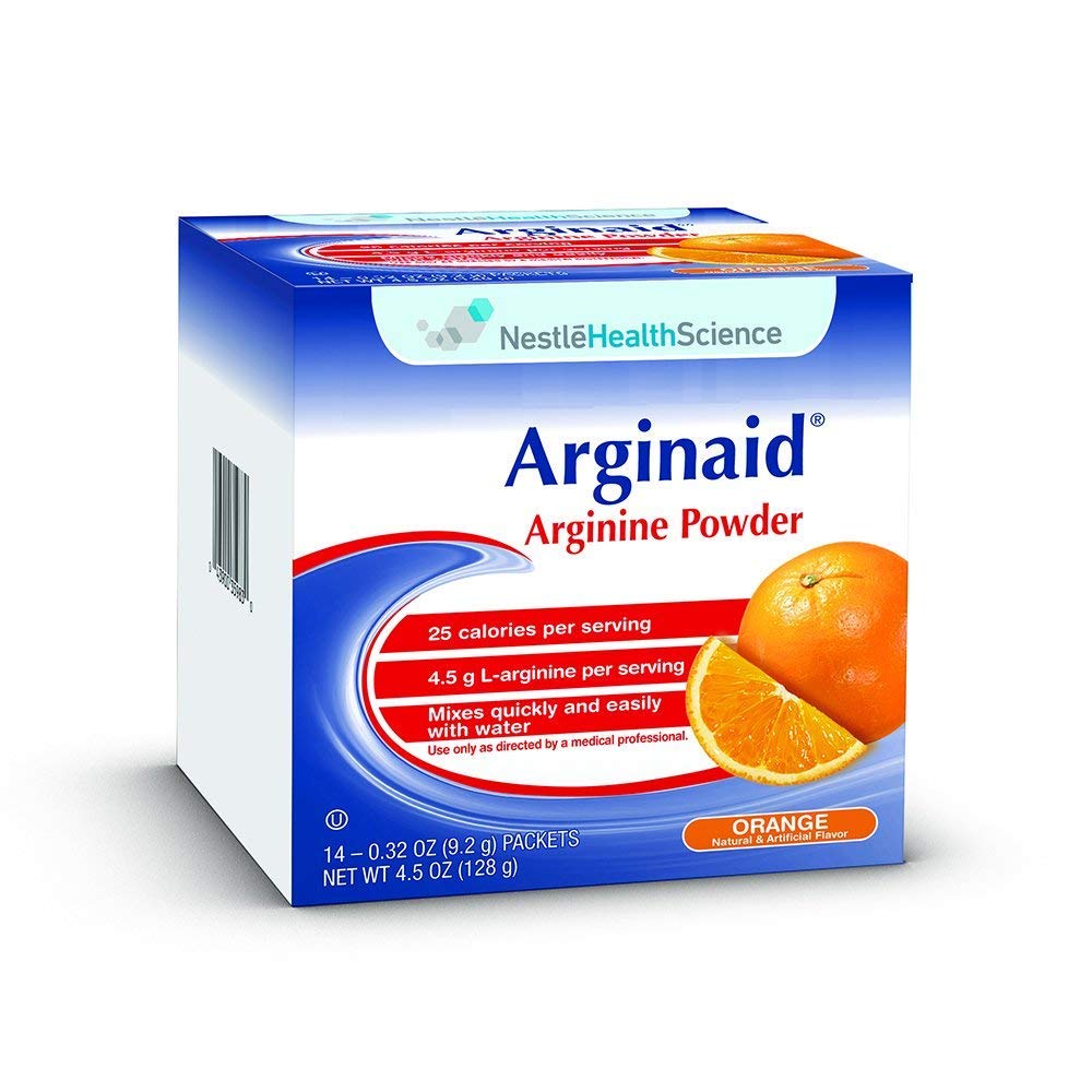 Nestle Arginaid Arginine Powder, Orange, 0.32 OZ Packets, 14 CT (Pack of 4)