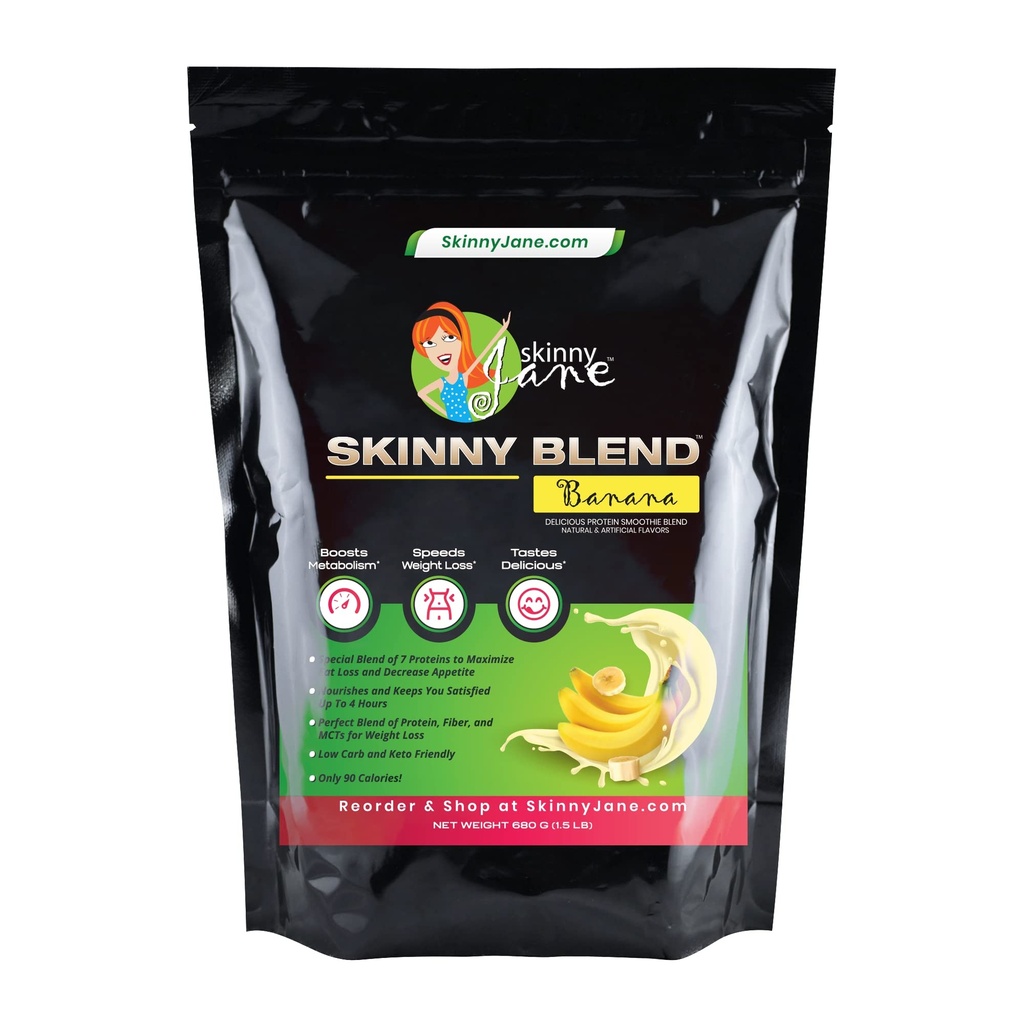 Skinny Blend-Καλύτερη γεύση υψηλής πρωτεΐνης Shake για τις γυναίκες - Χαμηλή Carb & Keto Friendly Αντικατάσταση γεύματος - Ικανοποίηση πείνας & Boost Energy - Delicious Smoothie Flavor - 30 Shakes - Μπανάνα