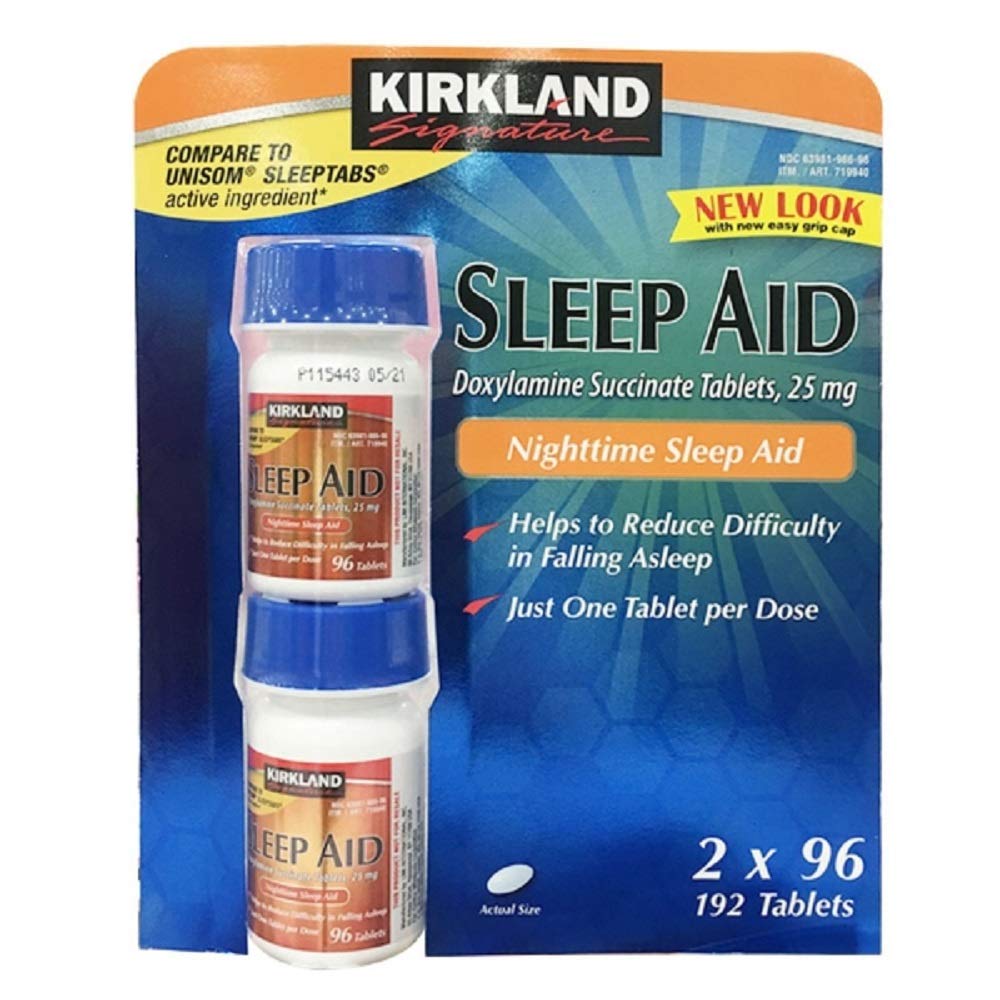 Kirkland Signature Sleep Aid Doxylamine Ηλεκτρικό 25 Mg, 2 συσκευασίες (192 δισκία)