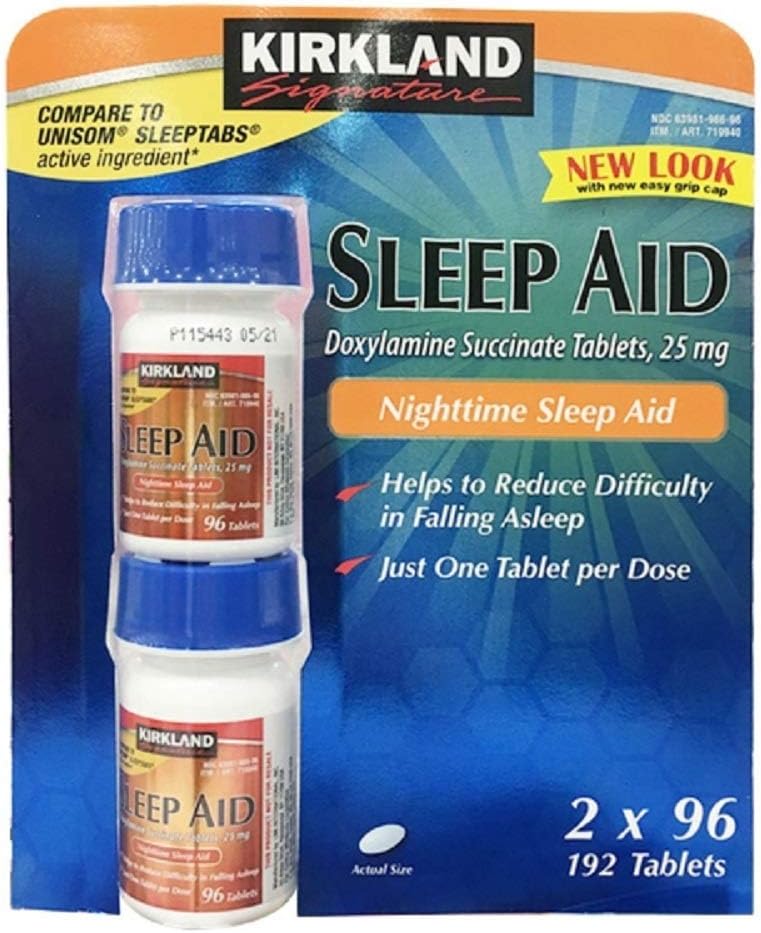 Kirkland Signature Sleep Aid Doxylamine Ηλεκτρικό 25 Mg, 2 συσκευασίες (192 δισκία)