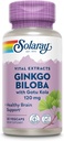 SOLARAY Ginkgo Biloba Extract with Gotu Kola - Κάψουλες Ginko Biloba για την υποστήριξη της υγείας του εγκεφάλου - Vegan, Εργαστήριο Επαληθευμένο, 60 ημερών εγγύηση - 60 εξυπηρετούν, 60 VegCaps (30 VegCaps)