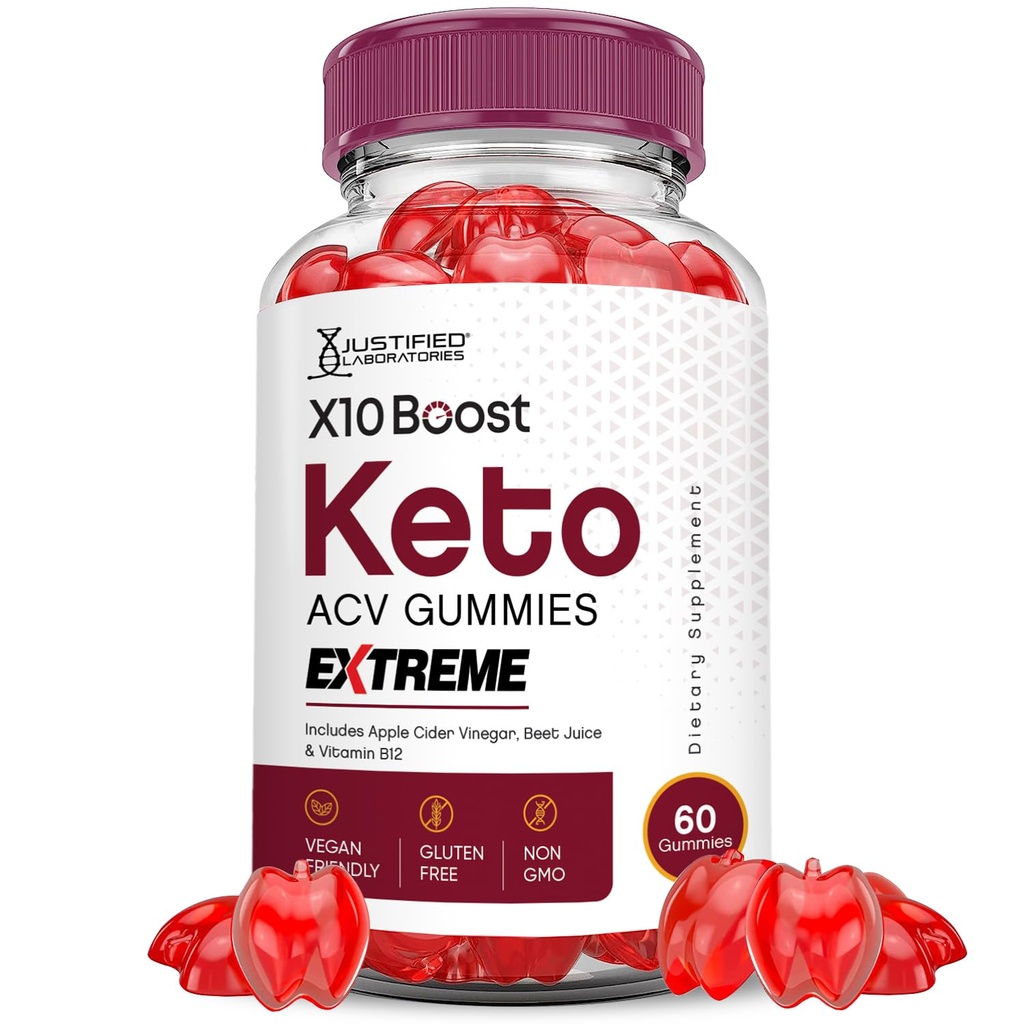 Justified Laboratories X10 Boost Keto ACV Gummies Extreme 2000MG X 10 Boost Keto Gummies Apple Cider Vinegar Formated with Ρόδι Σκόνη χυμού τεύτλων B12 Vegan Non GMO 60 Gummys
