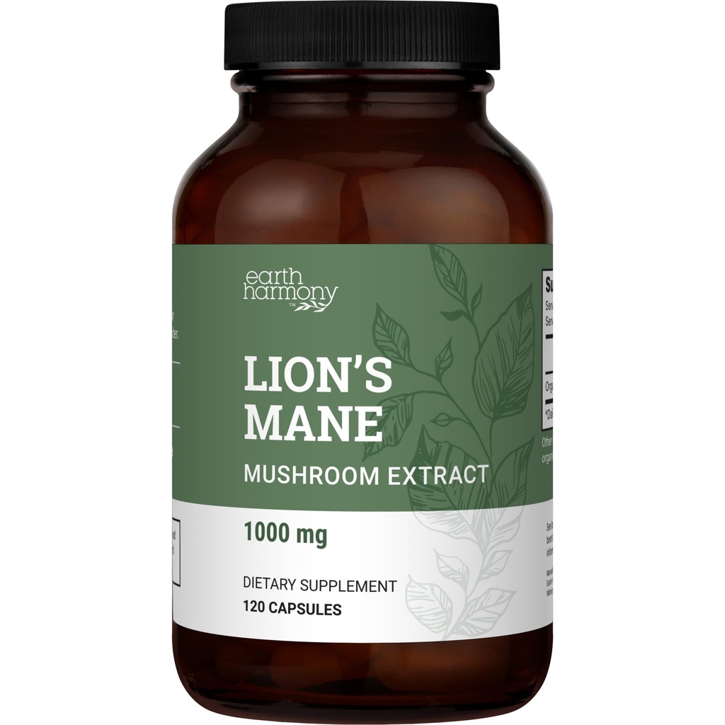Βιολογικά Lions Mane συμπλήρωμα (1000mg), 2-Month Supply Lion's Mane Mushroom συμπλήρωμα για την υποστήριξη εστίασης, μνήμης (120 κάψουλες)