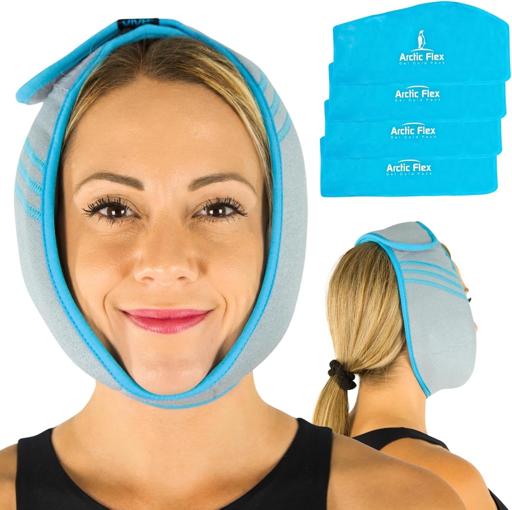 Zive Face Ice Pack Wrap for TMJ Pain Relief and Panhones - Face Ice Pack for Jaw Surgery Recovery, Oral Surgery & Wisdom Εκχυλίσεις δοντιών - Βάση Θέρμανσης για Κεφαλή & Τσιν - Ζεστή & Ψυχρή Θεραπεία