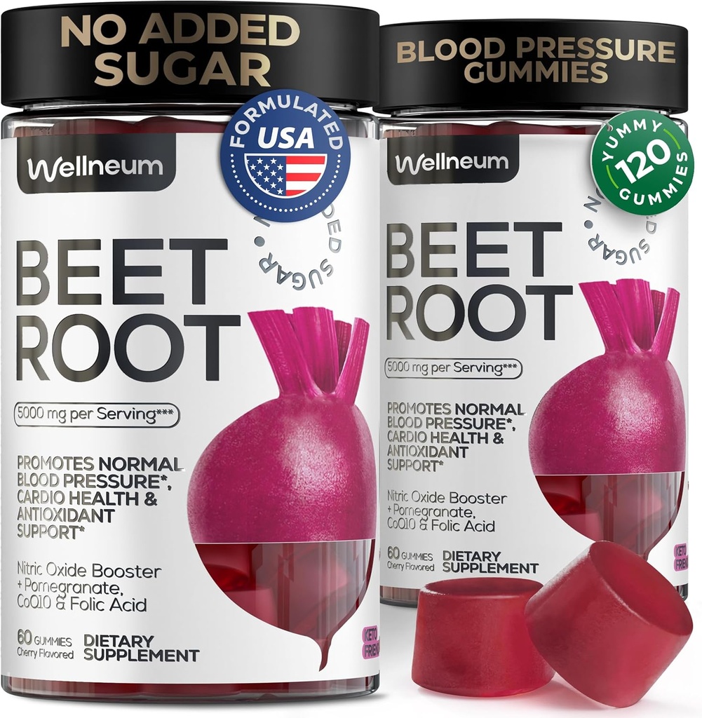 Cherry Flavored Beet Root Chews Enhanced - Gummies (60) for Nitric Oxide Boost - Superfood Supplement with Nitrates - Διατηρεί υγιή επίπεδα αρτηριακής πίεσης