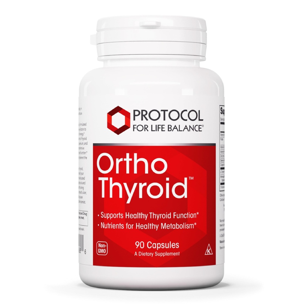 Πρωτόκολλο Ortho Thyroid - Υποστηρίζει υγιή Thyroid λειτουργία* - με Ashwagandha, ψευδάργυρος & σελήνιο - μη ΓΤΟ & Kosher - 90 κάψουλες Veg