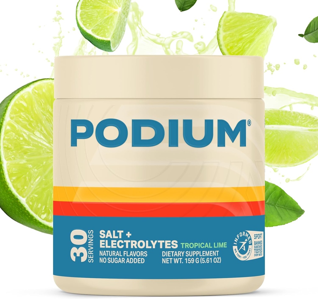 Αλάτι Διατροφής Podium + Ηλεκτρολυτές σκόνη, Tropical Lime, Post Workout Hydration & Mus Recovery Support, Ηλεκτρολυτικό Ποτό, Μαγνήσιο, Κάλιο, Κάλιο, Αλάτι Νάτριο, 30 Σερβιέτες