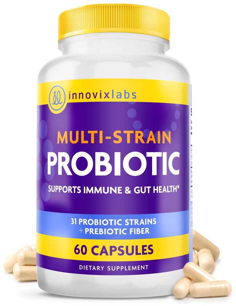 InnovixLabs Multi Strain Probiotics for Women & Men - Probiotic Supplement - 50 Billion CFU - Gut Health, Immune Support, Digestion, Lactobacillus Acidophilus, Prebiotics and Probiotics, 60 Κάψουλες
