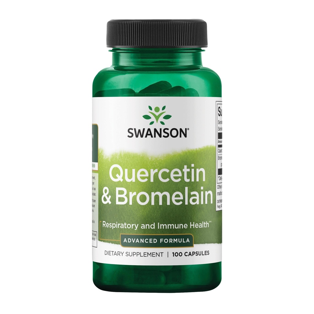Swanson Quercetin & Bromelain-Προωθήστε την αναπνευστική υγεία Υποστήριξη-Aid εποχιακό ανοσοποιητικό σύστημα Υγεία-Υποστήριξη Χοληστερόλη Επίπεδα ήδη w/i Κανονικό εύρος 100 Caps (250mg Quercetin/78mg Bromelain)