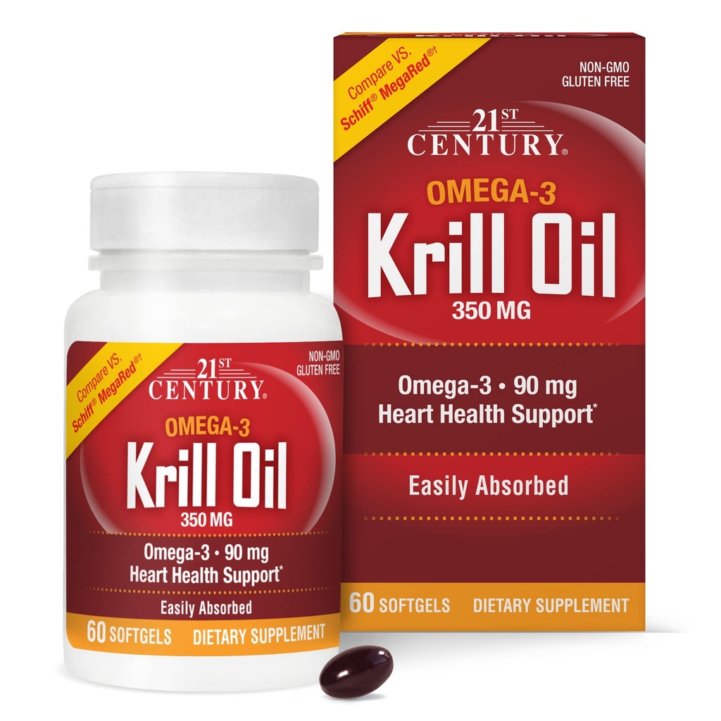 21ος αιώνας Krill Oil 300 mg Softgels, 60 Count